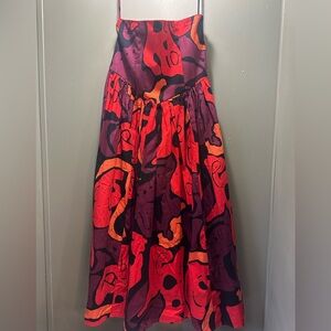 Vibrant Abstract Maxi Skirt in Red and Purple